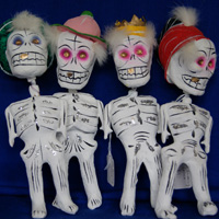 Primitive Day of the Dead Skeletons with Bouncing Heads
