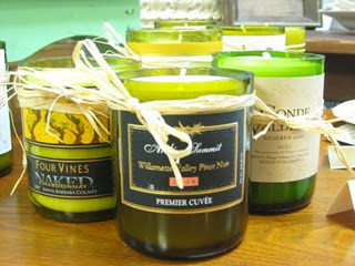 Soy candles in wine bottles by Soy Vey Candles.