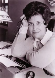 Portrait of Erma Bombeck, American humorist.