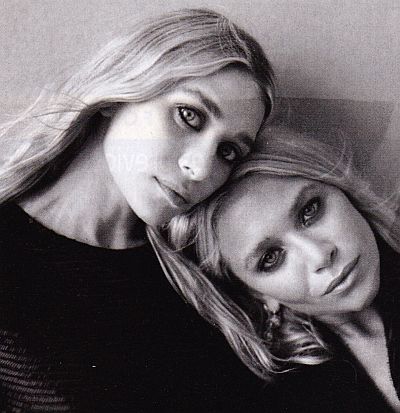 Mary Kate and Ashley Olson - twins and fashion designers.