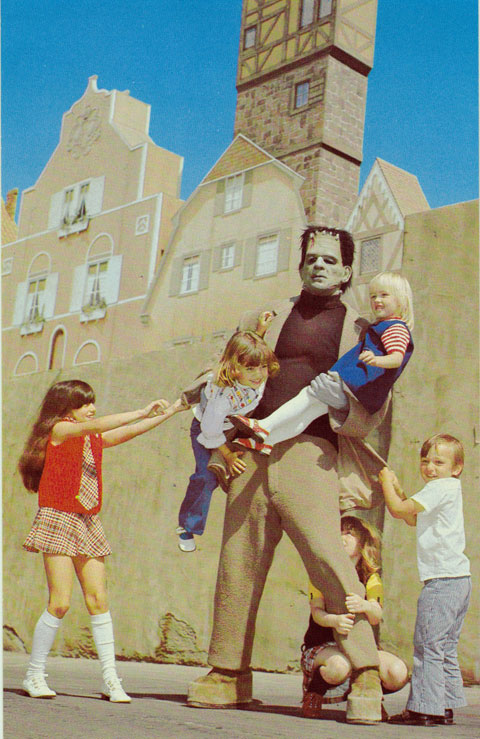 Frankenstein's monster and a bunch of kids - looks like trouble to me!