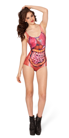 woman wearing a dem guts swimming suit